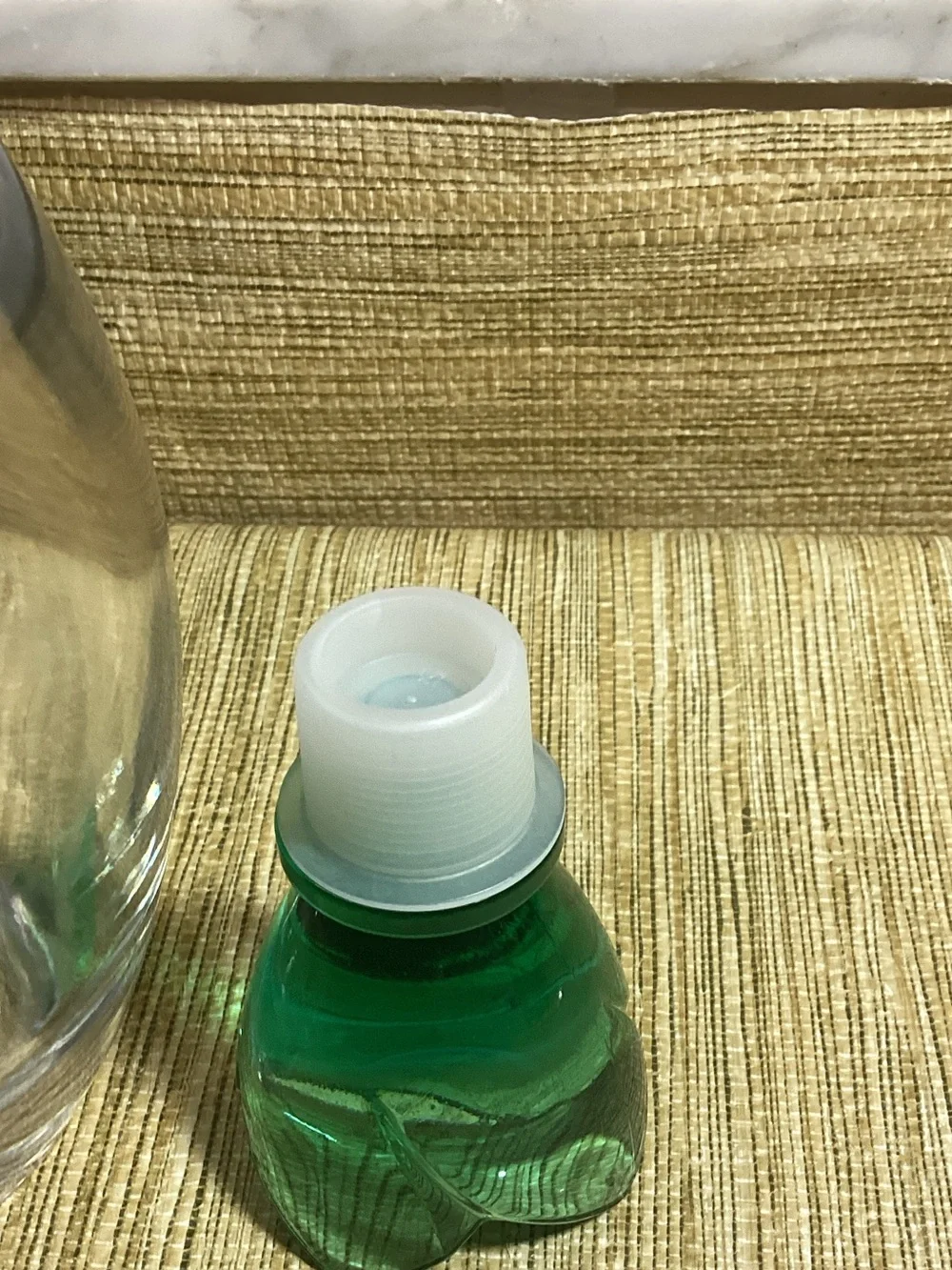 Green Glass Decanter with Green Tulip  Stopper - Decorative Bar Accessory